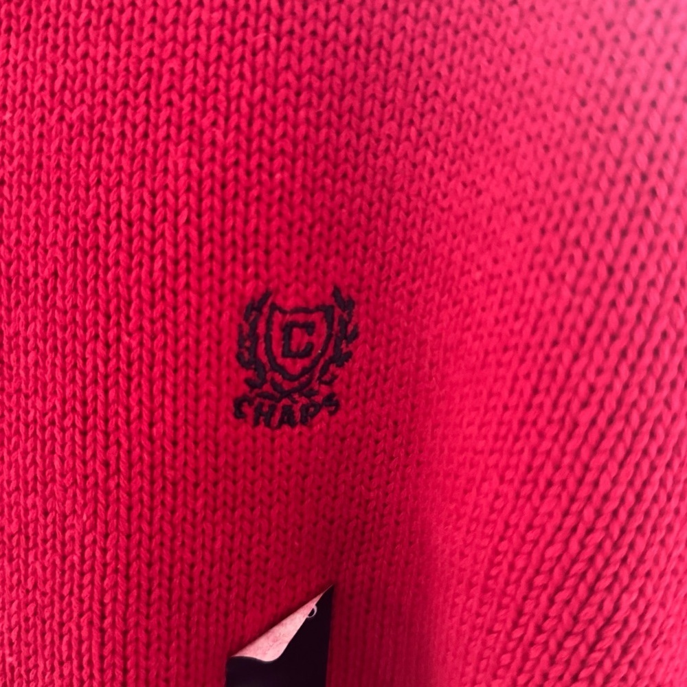 NWT Chaps Men's M Medium Red Cotton Knit Crew Neck Sweater Pullover Classic Fit - Picture 6 of 13